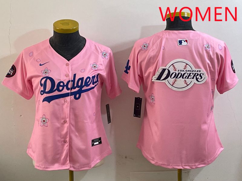 Women Los Angeles Dodgers Blank Pink Sakura Edition 2025 Nike MLB Jersey style 24->women mlb jersey->Women Jersey